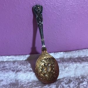 Vintage Silver Sheffield Spoon Fruit Compete EUC Motif Antique Retro Serving Wow